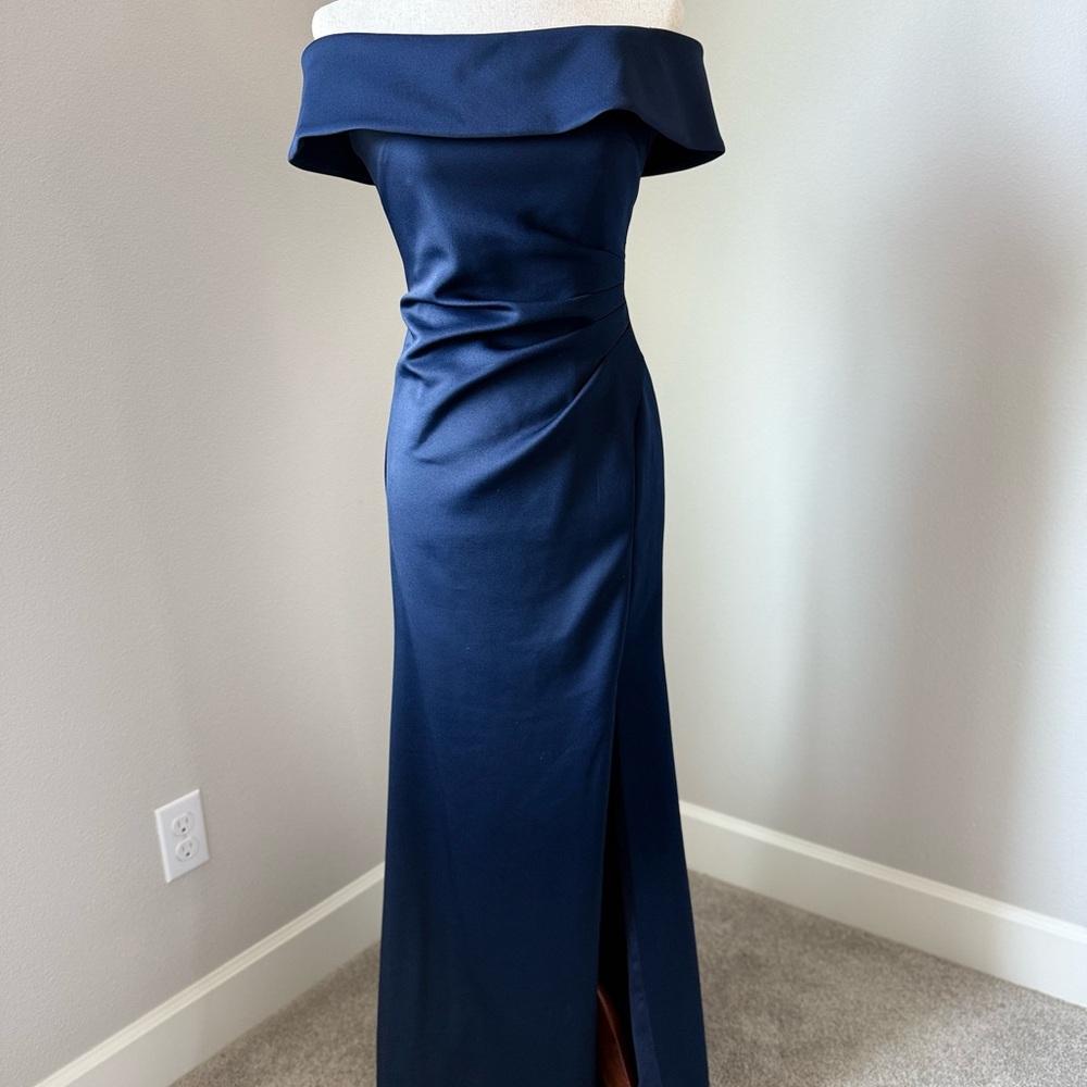 Xscape Strapless Navy Gown